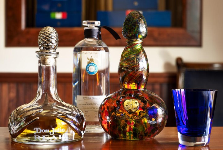 Premium spirits collection featuring rare bottles at The French Laundry
